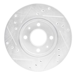 Nissan NX Brake Rotor (1) - Front Right - R1 Concepts - Drilled & Slotted - Silver - `88-`06